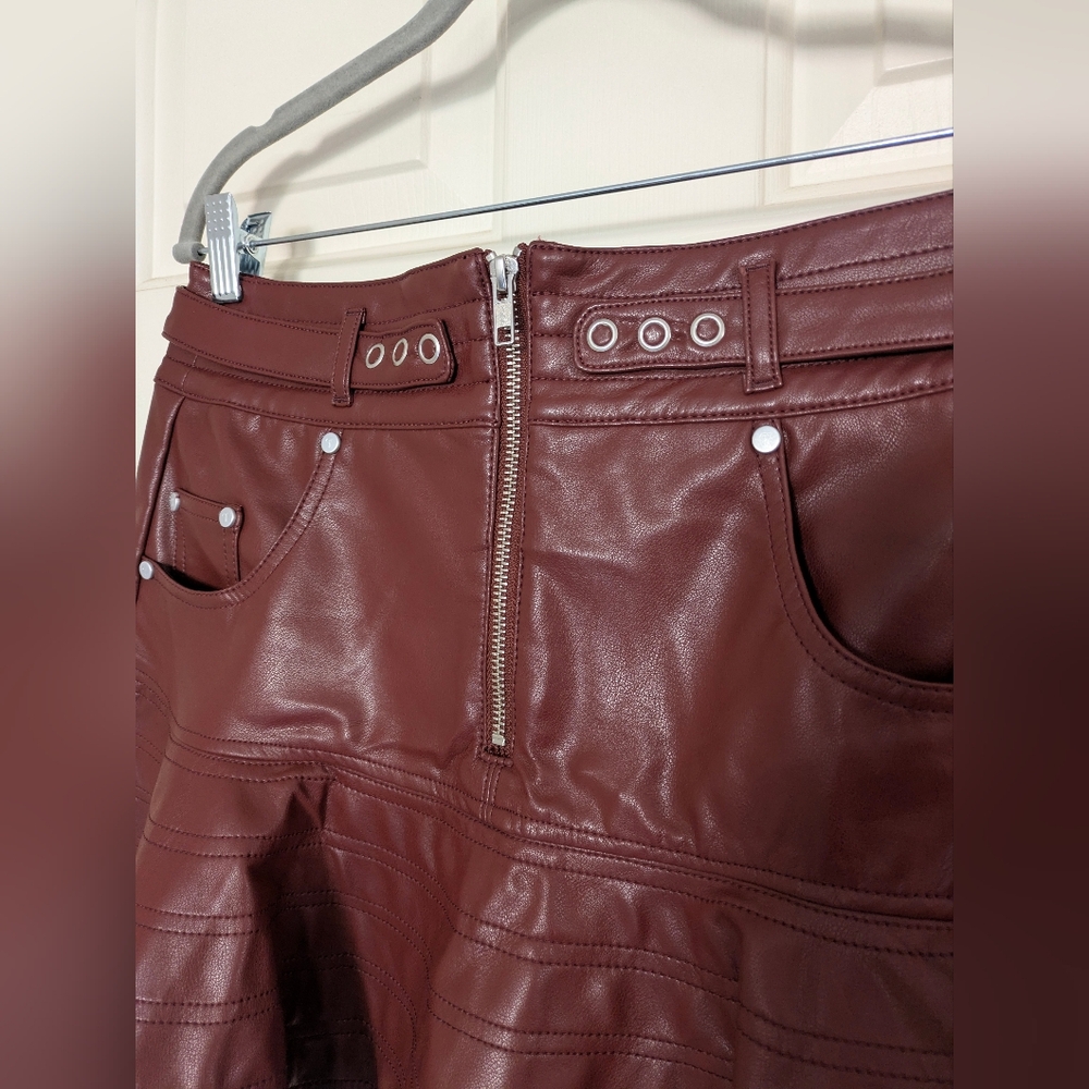 ANTHROPOLOGIE Burgundy Leather Skirt NWT! ♥️ - Picture 11 of 11